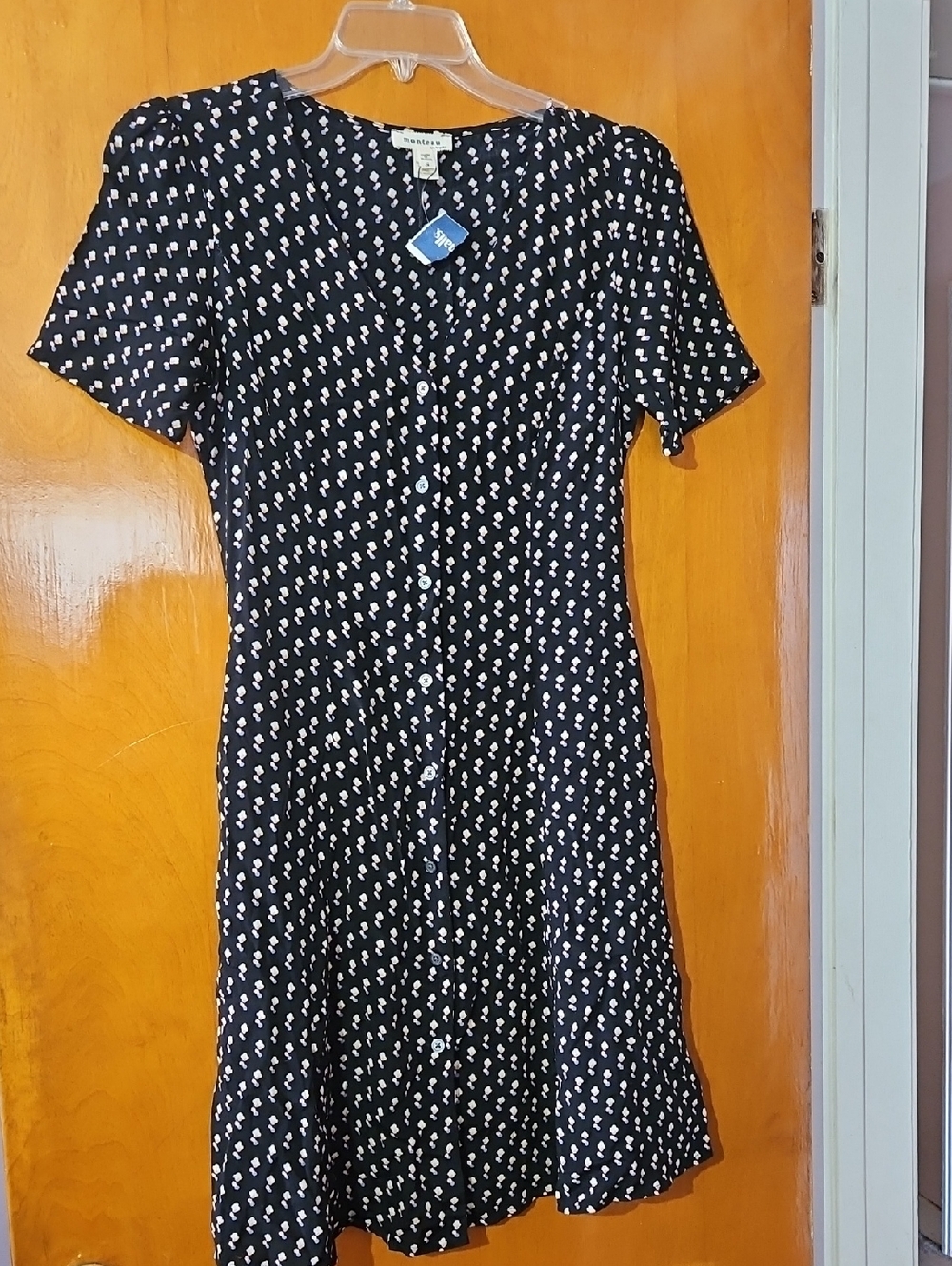 Monteau Black Midi Dress with White Floral Print